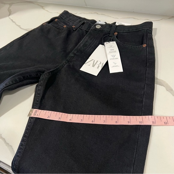 Zara Women's NWT straight leg high rise size 4 black jeans button fly Cotton - Picture 13 of 16